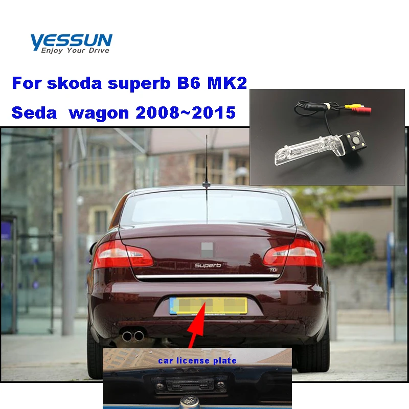 Yessun License plate rear camera For skoda superb B6 MK2 Seda wagon 2008~2015 Car Rear View Parking Assistance | Автомобили и