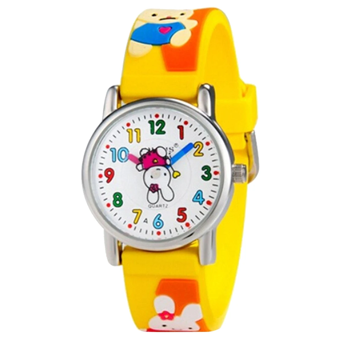 

NORTH Little Boys Girls Children Wrist Kids Watches,Cartoon 3D rabbit Design Analog Band 30M Waterproof Yellow