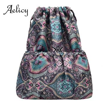 

Aelicy Ethnic Style Gourd Drawstring Backpack Women Waterproof Floral Backpacks Mens Travel Folding Drawstring Storage Backpack