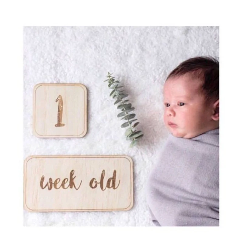 

Nordic Style Number Wooden Baby Birthday Memorial Milestone Card Newborns Photography Props Photo Shoot Photography props
