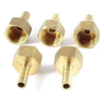 

5 Pcs 1/2"PT Female Thread to 8mm Air Hose Barb Brass Straight Fitting Connector
