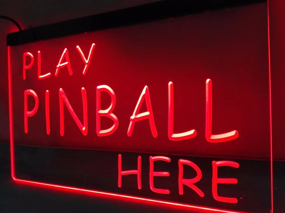 

LM102r- Play Pinball Here Game Room Gift Led Light Sign
