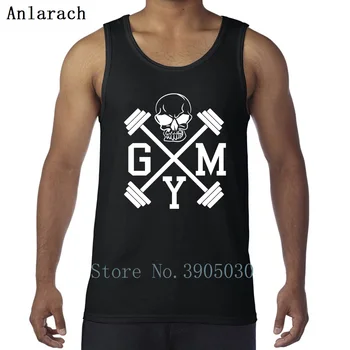 

Gyms Skull Dumbbell Barbell Weight Athletics Vests 2018 Cute Basic Singlets Tank Tops For Men Creature Natural Hot Sale