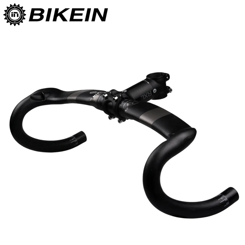 BIKEIN Aerodynamics Cycling Road Bike Handlebars + Stem Matte Black
