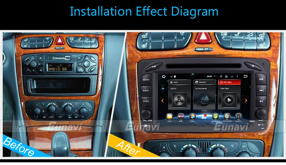 Excellent Eunavi 7" 2 Din Android 8.0 Car DVD Radio multimedia Player GPS Navi For Benz C-Class W203 W209 G-Class W463 A Class W168 Vito 27