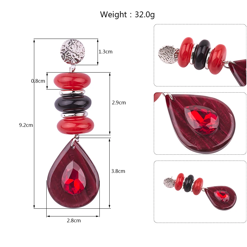 Classic Fashion Resin Statement Earrings for Women Long Round Geometric Metal Acrylic Drop Earring Elegant Wedding Jewelry (5)