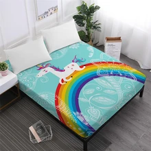 Home Textile Cartoon Unicorn Bed Sheet Colorful Rainbow Fitted Sheet Flowers Print Mattress Cover Polyester Bedclothes Home Textile Cartoon Unicorn Bed Sheet Colorful Rainbow Fitted Sheet Flowers Print Mattress Cover Polyester Bedclothes