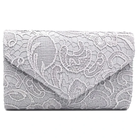 ABDB стильный кружевной клатч конверт сумка свадебный дизайнер дамы Вечеринка выпускной - Цвет: Silver