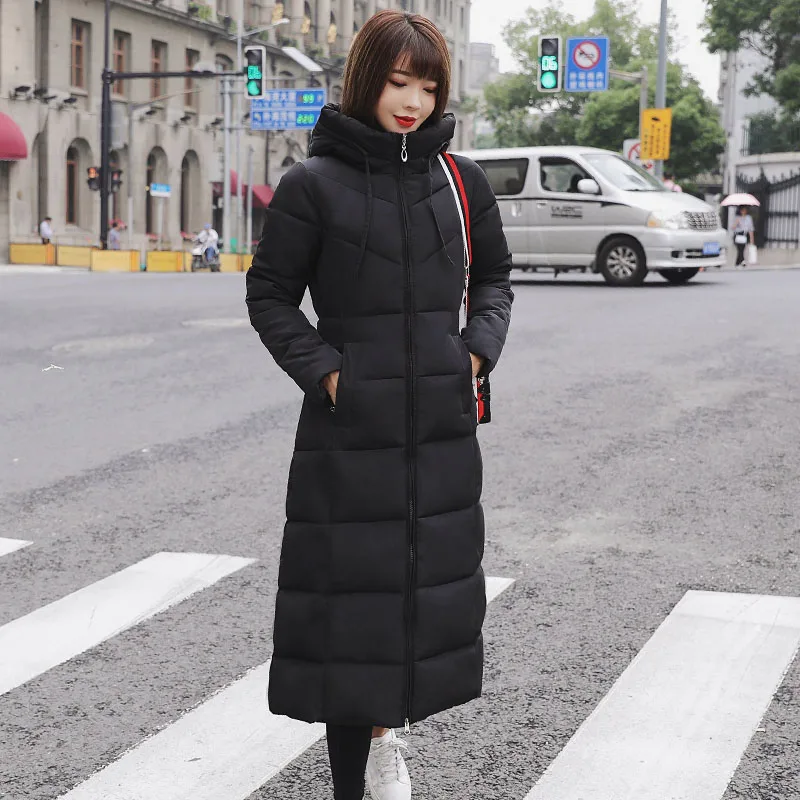 Размера плюс 4XL 5XL 6XL зимняя куртка для женщин с капюшоном с подкладкой теплая плотная Женская куртка длинная парка для девушек - Цвет: Style 2- Black