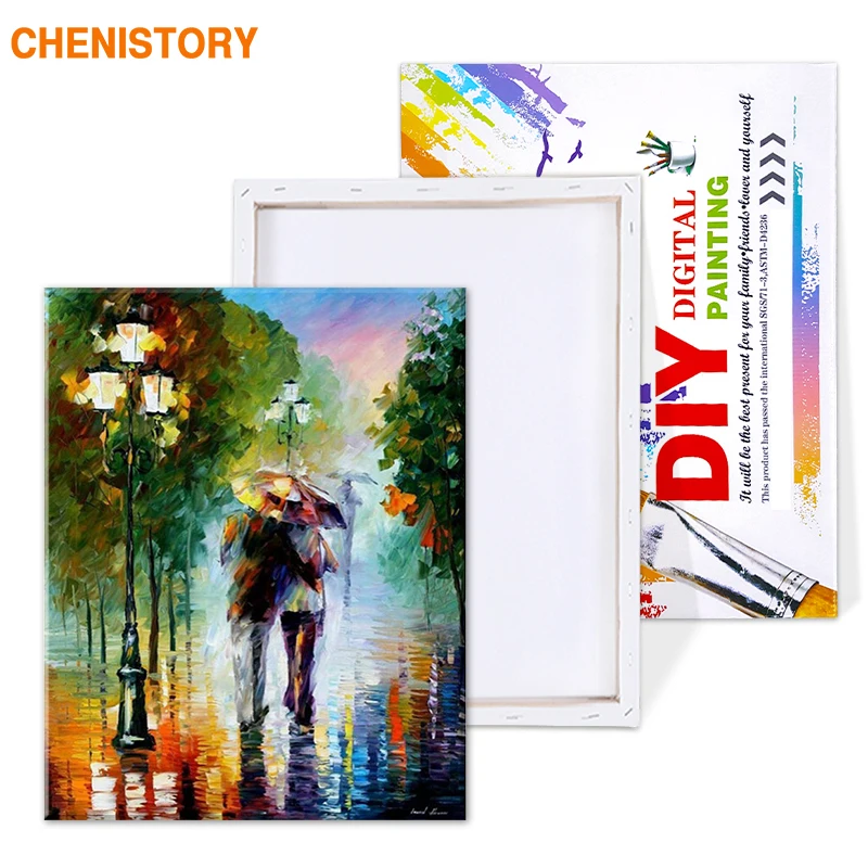 CHENISTORY Walking In The Rain Lover DIY картина по номерам картина акриловая живопись на холсте 40x50 для комплекты, украшение для дома