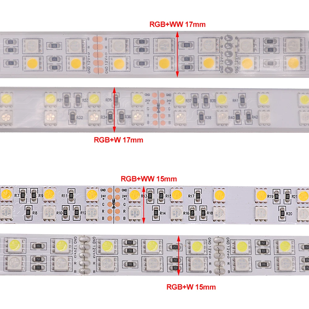 DC12V 5050 Светодиодные ленты лампы 120 светодиодный s/M 5 м/лот IP68 силиконовая трубка Водонепроницаемый двухрядные RGBW/RGBWW гибкие светодиодные ленты светодиодный световая полоса