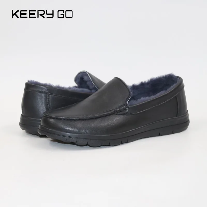 

In the new high-grade leather + sheepskin wool one men's shoes, comfortable and warm