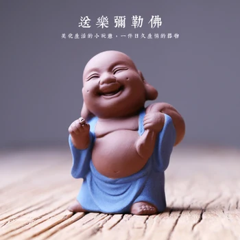 

crafts European style statue Purple sand little monk haha Buddha Boutique tea Tea with crafts Home decoration