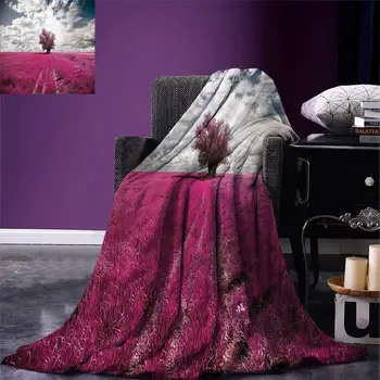 

Nature Throw Blanket Surreal Enchanted Oniric Meadow with Single Tree Idyllic Unusual Scene Warm Microfiber Blankets for Beds