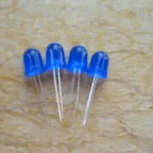 1000 шт 10 мм Рассеянный синий светодиод 10 мм круглый тип синий Рассеянный светодиод 460~ 470 нм, 3,0~ 3,2 В, 400~ 600 мкд, 140-160 градусов