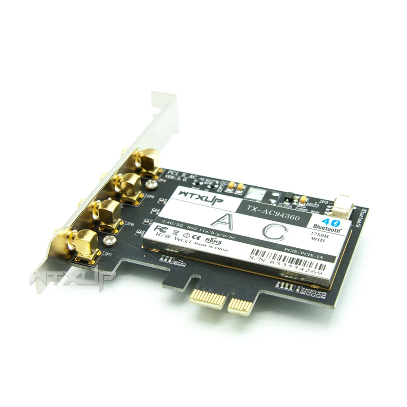 WTXUP Broadcom BCM94360 1300 Мбит/с двухдиапазонный 802.11AC Настольный PCI-E беспроводная карта ПК wifi адаптер Bluetooth 4,0