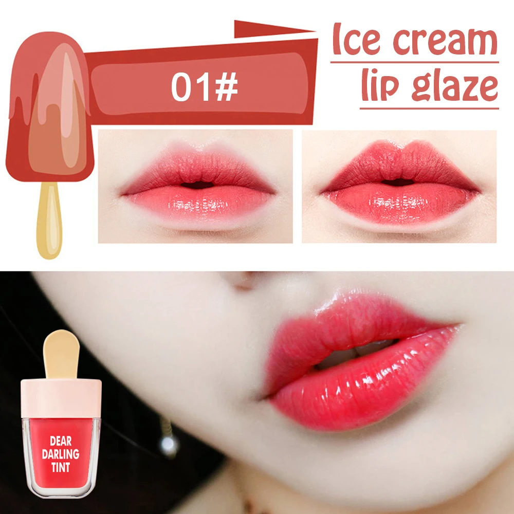 

2019 Lip Glaze Summer ice cream Lip Tint Moisturizer Shimmer Lip Gloss Long Lasting Red Liquid Lipstick Korean Cosmetics TSLM1