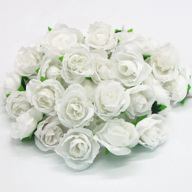 50pcs 3cm Artificial Flowers Silk Flower Roses Small Tea Bud Flowers Hand Made Diy Head Garlands For Wedding Home Decoration