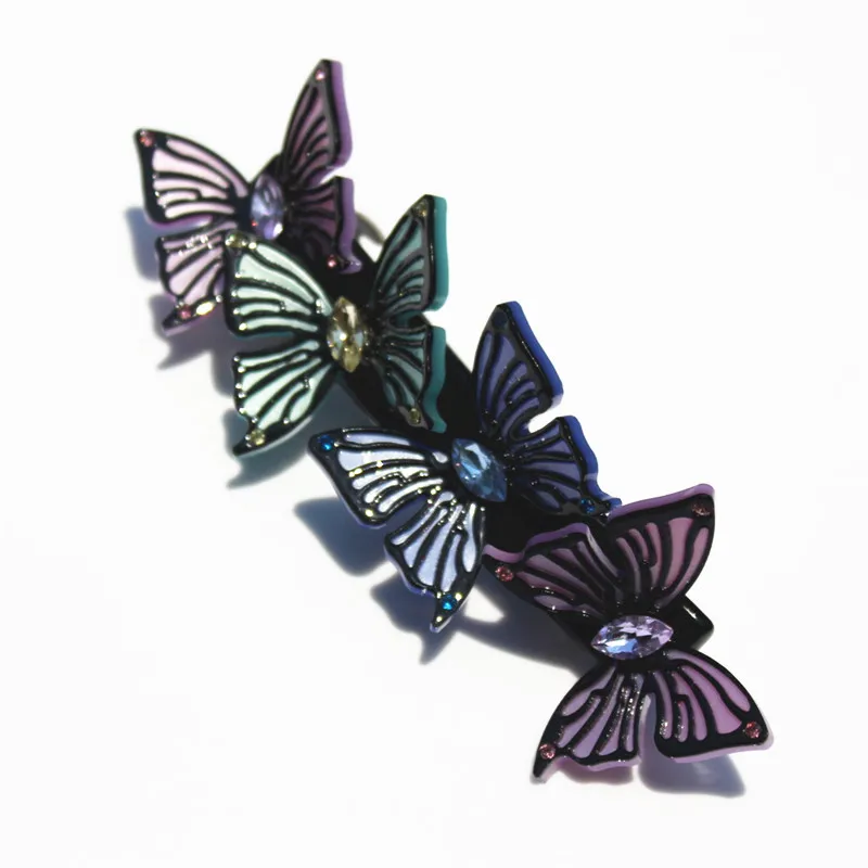 Buena Four Butterfly Hair Barrettes Hair Clips Cellulose Acetate Charming French Barrette