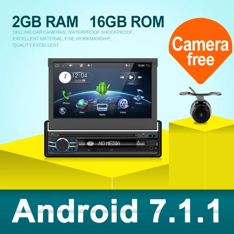 

7"Universal 1din Android 7.1 Quad Core Car DVD player GPS Navigation Wifi BT autoRadio 2GB RAM 16GB ROM 4G SWC RDS OBD2 DAB CD