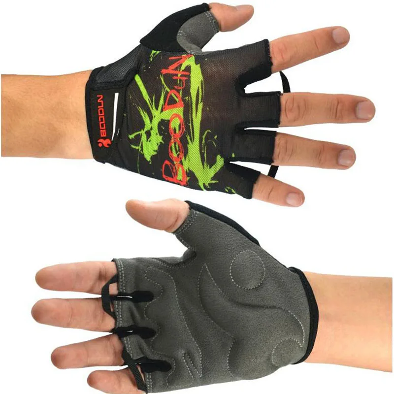 Boodun الصيف نصف اصبع قفازات الرجال دراجة فريق الأزرق الدراجات gel pad outdoor الرياضة دراجة قفاز صدمات guantes ciclismo