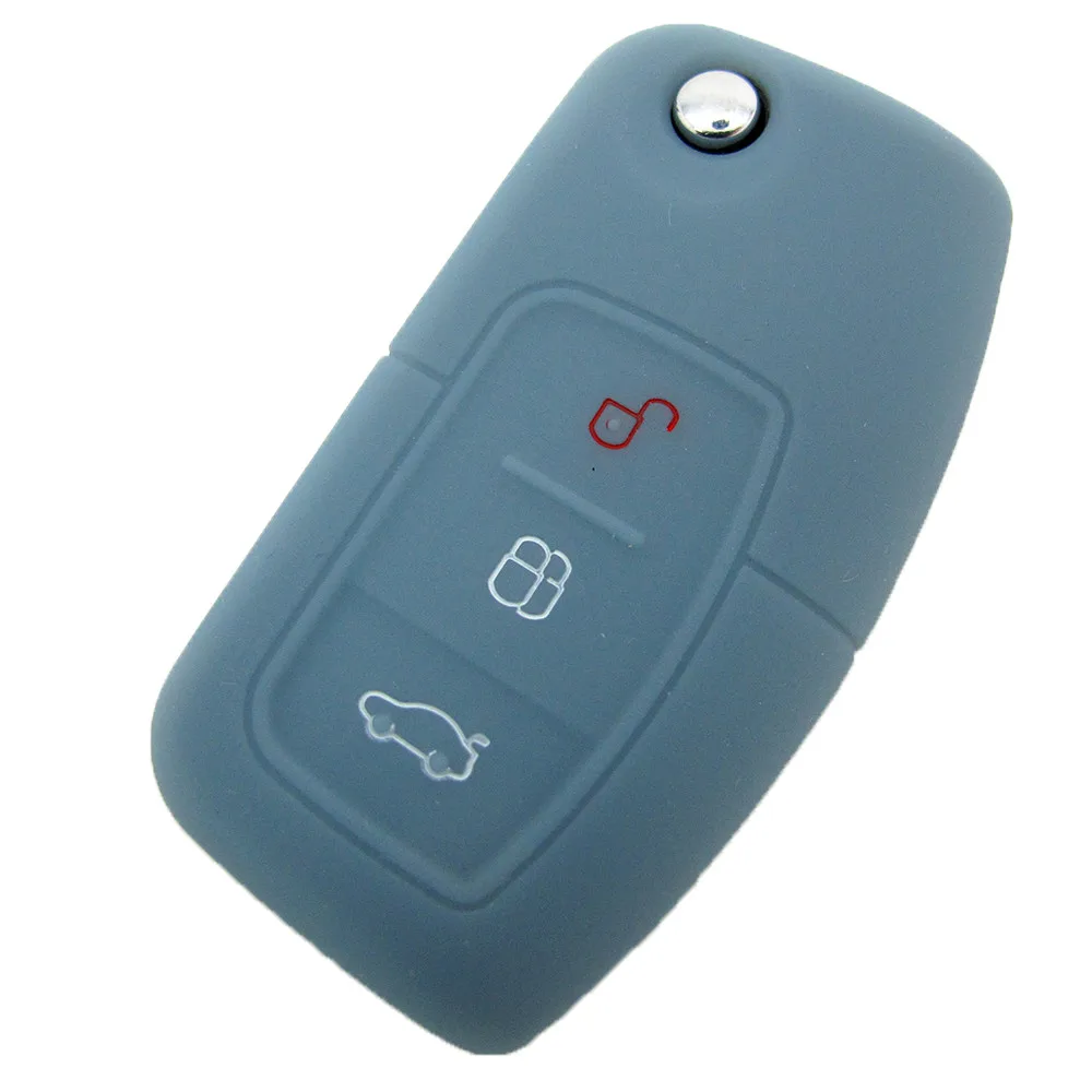 3 Buttons Silicone Car Key Case Cover for FORD KA Key Cover Flip Remote