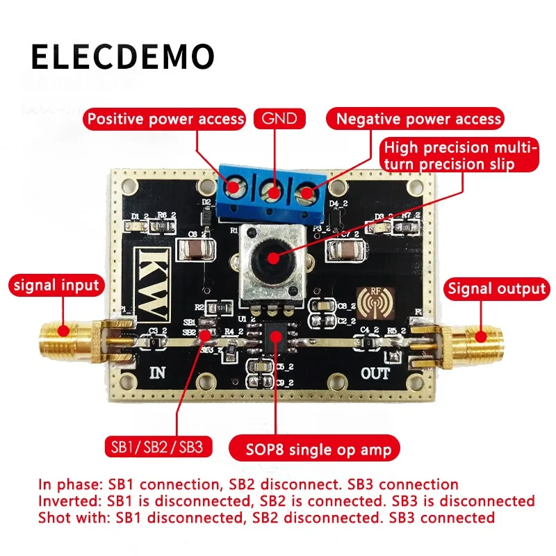 OPA842 Module Low Noise Amplifier Module 400MHz Bandwidth Open Loop Gain 110dB Unity Gain Stable Function 3