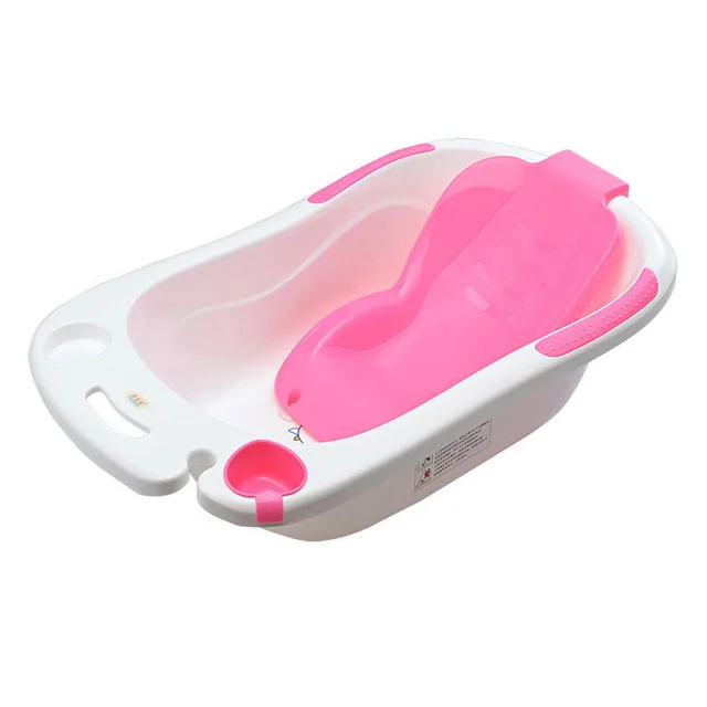 Large Baby Bathtubtub Heart Dolphin Water Scoop Baby bath Tub with Strip Lying Platein Baby
