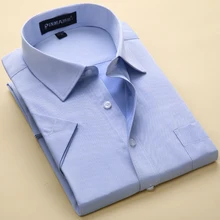 Формальная деловая, общественная Саржевые рубашки Горячая Распродажа Мужская Однотонная рубашка с коротким рукавом мужская одежда нежелезная рубашка плюс размер S-8XL