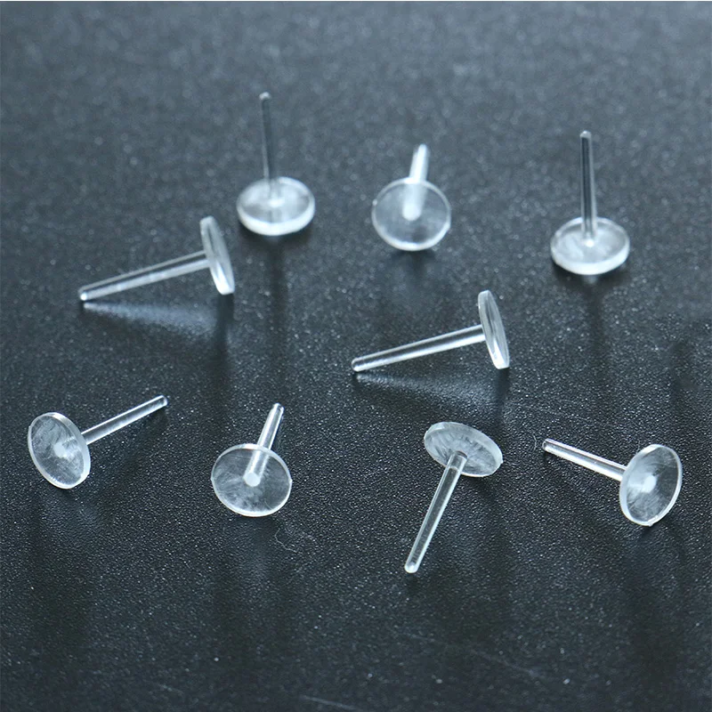 

50pcs Environmentally friendly material transparent import 6*11MM flat earrings time gemstone tray