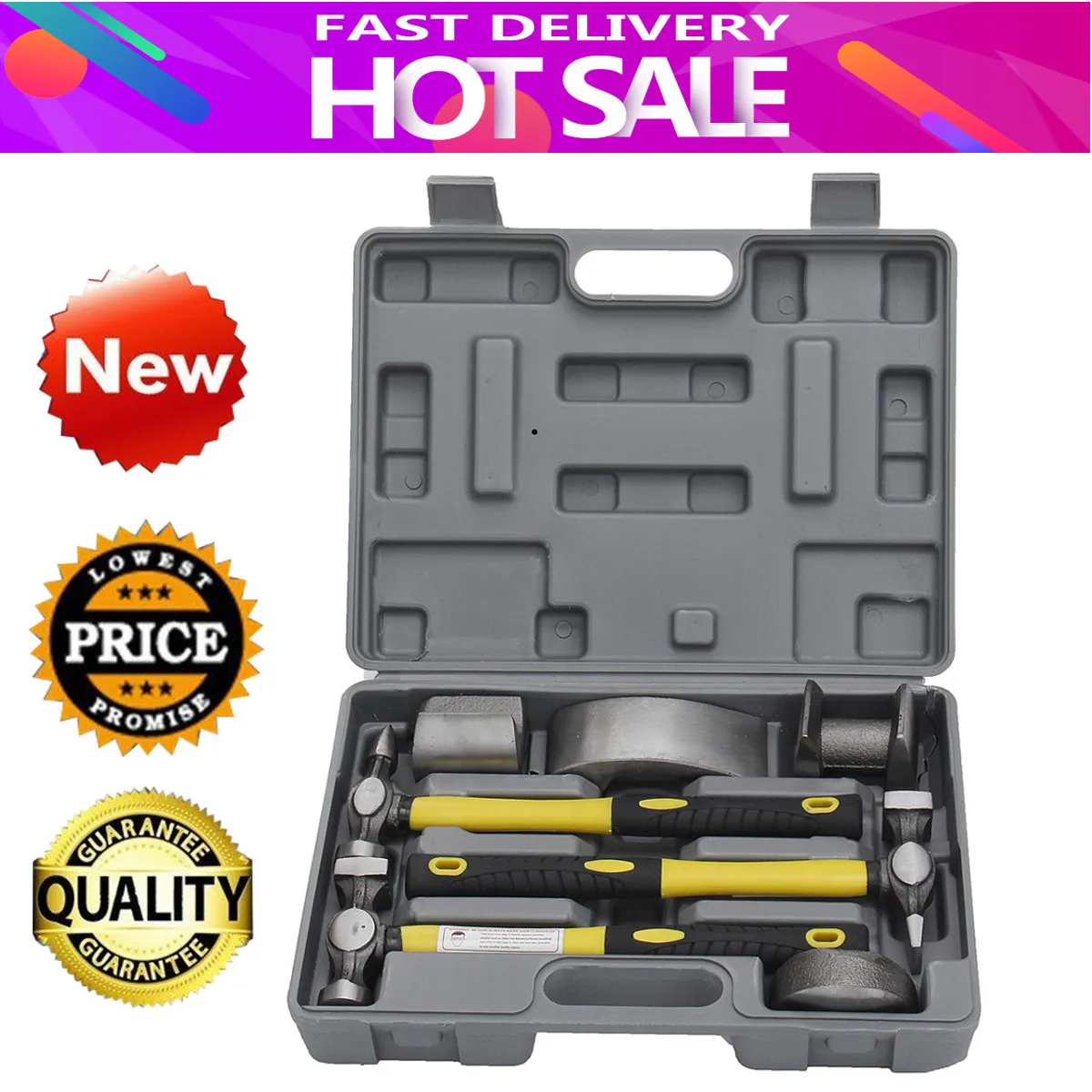 

7pcs Hand Car Auto Body Work Hammer Dolly Tool for Fender Dent Repair Set Kit