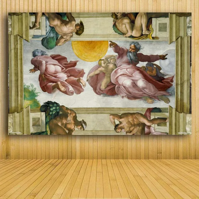 Création d'adam! Main de dieu! Peinture imprimée Religion peinture murale célèbre peinture à l