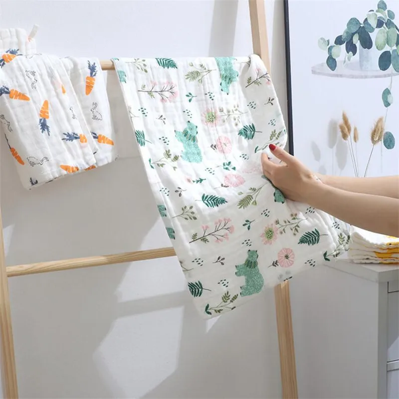 

3pcs/lot baby kids muslin hand towel 35*75cm pure cotton baby burp cloth face towel 6 layers baby scarf saliva towels