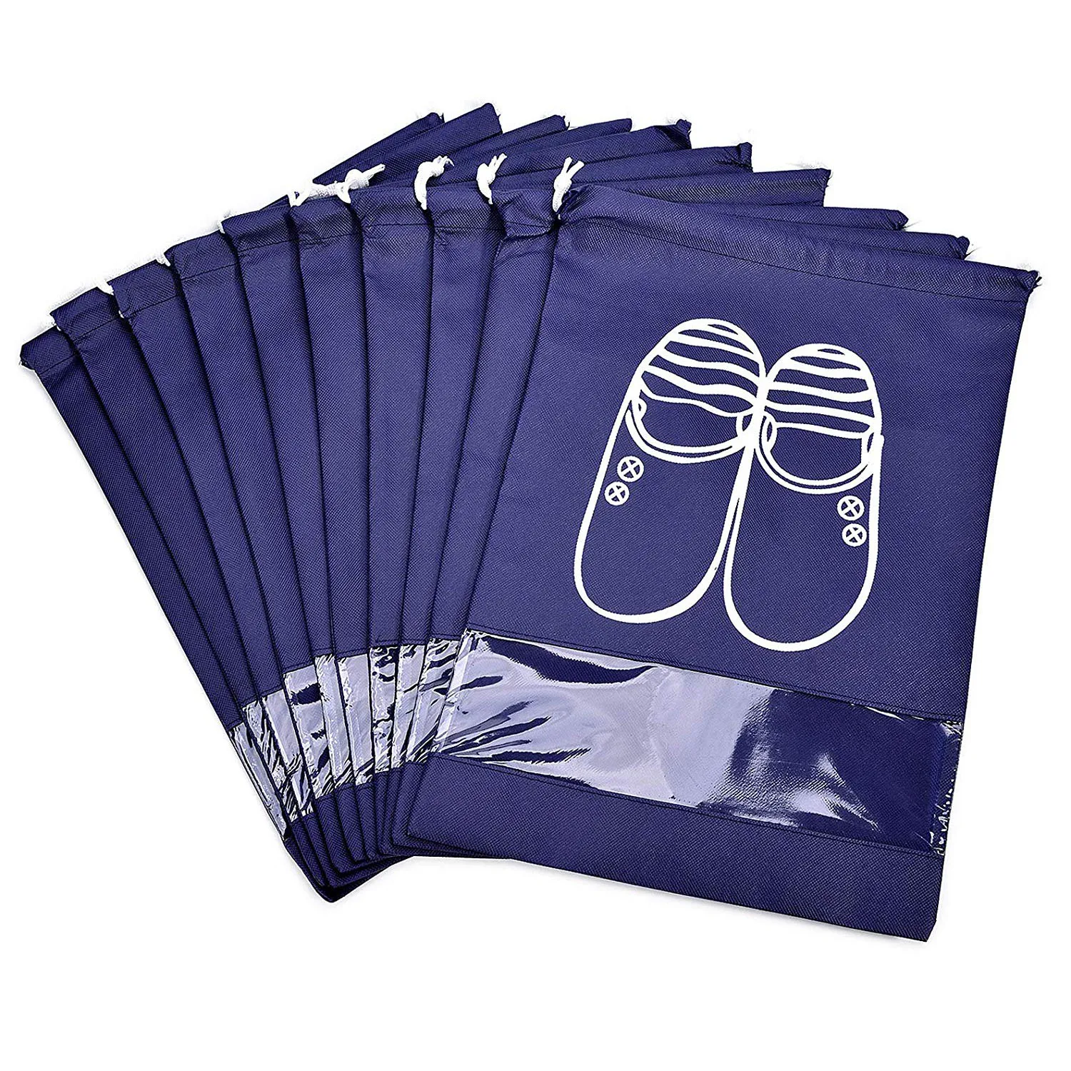 

Portable Travel Shoe Bags Dustproof Shoe Organizer for Men and Women Water-resistant Space Saving Storage Bags Navy Blue (10 p