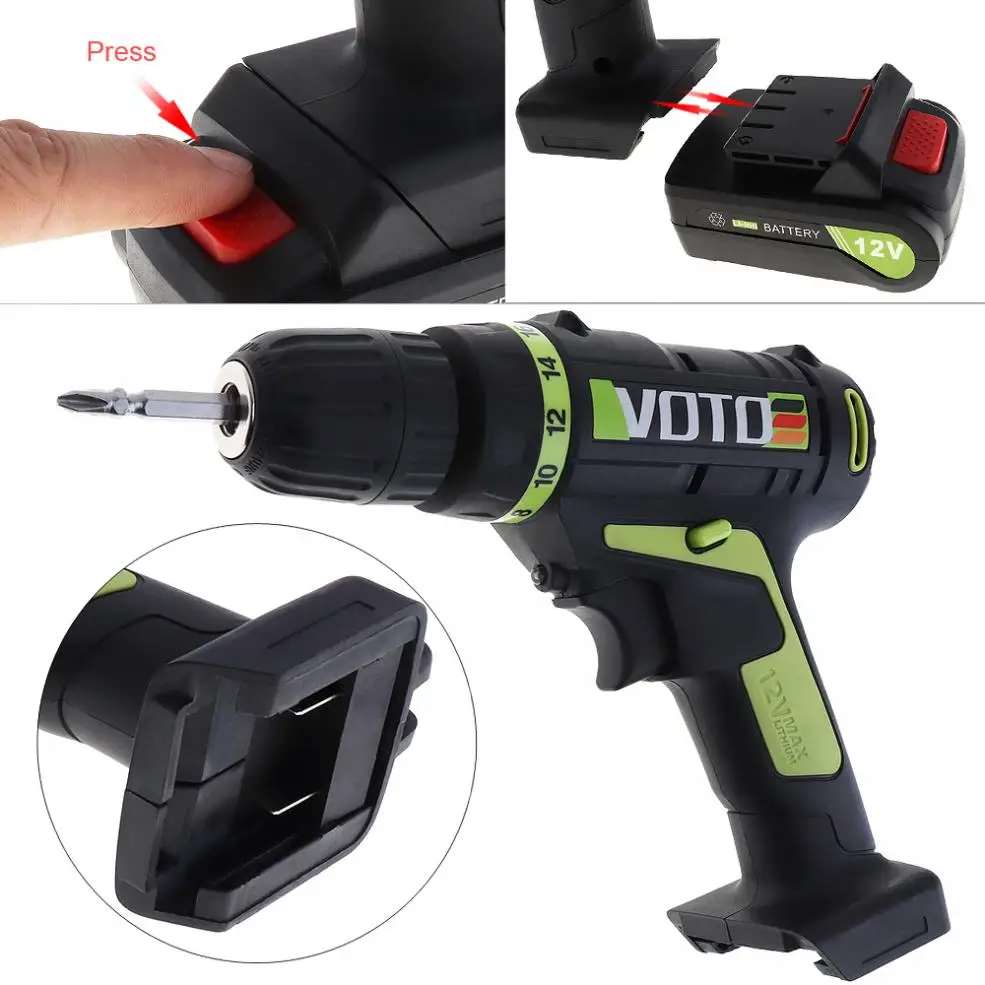 VOTO 12V Electric Screwdriver Lithium Battery Rechargeable Parafusadeira Furadeira Multi-function Cordless Electric Drill