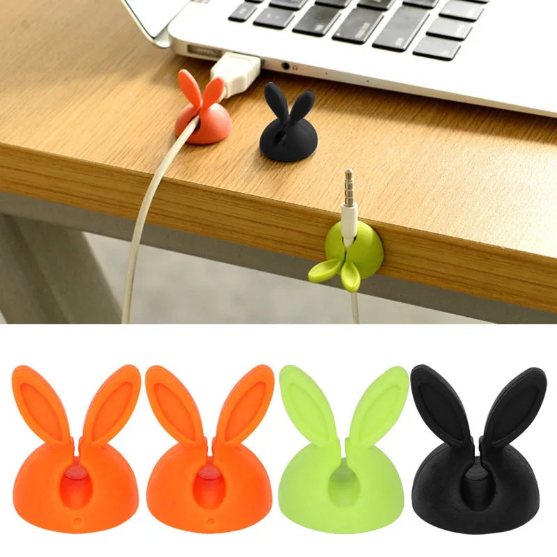 Кабель протектор 4 шт. милые кроличьи уши зажим для кабеля провода Органайзер подставка USB шнур держатель животного кабель намотки управление
