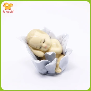 

LX MOULD New Flower Sleeping Baby Silicone Mold Cake Decoration Soap Birthday Wedding Mold Chocolate