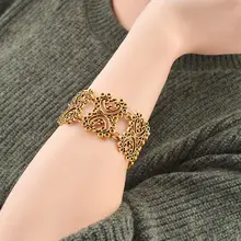 1 шт., новинка, ретро, тибетский Женский широкий браслет, сплав, Богемия, резные, манжета, браслет, ювелирное изделие, хороший романтический подарок