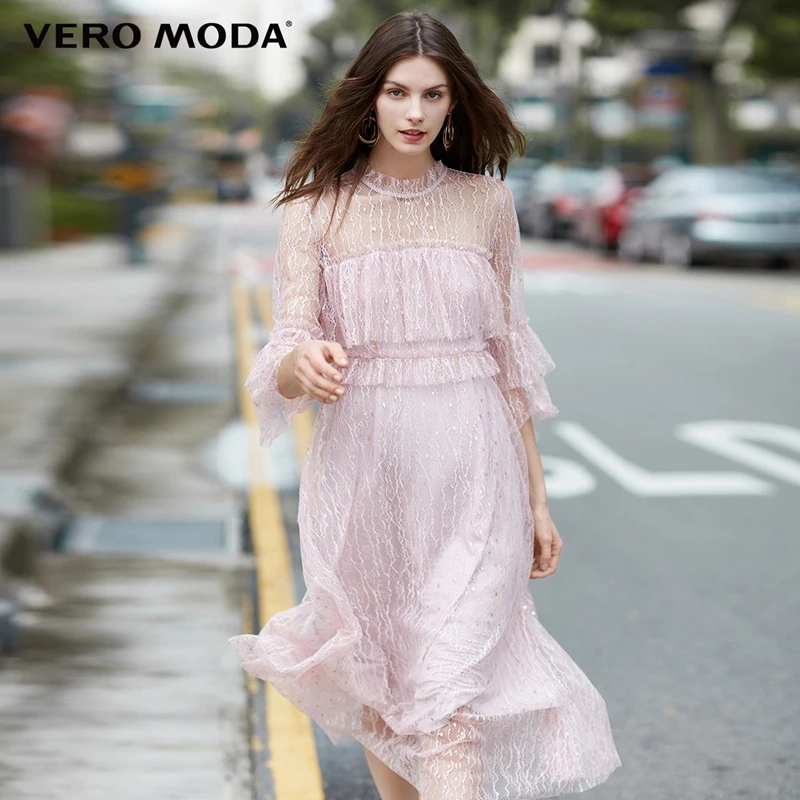 

Vero Moda Layered Flare 3/4 Sleeve Lace Summer Dress Party Dress |318161508