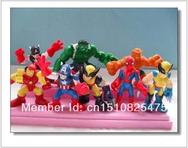 Livraison Gratuite Super Heros Squad Spiderman Captain America Hulk Iron Man Wolver La Chose 8 Pcs Mini Figure Aliexpress