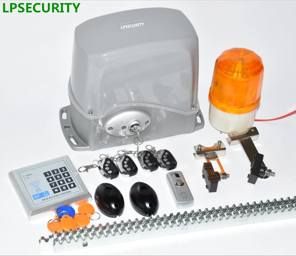 US $255.55 LPSECURITY Solar System 24VDC Motor Sliding Gate Opener 800Kg 6m Rack Rails Lamp PhotocellkeypadGSM Optional