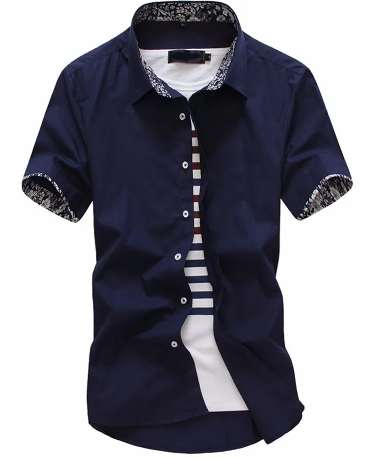 2016 Новинка брендовые летние Для мужчин s Мужская классическая рубашка короткий рукав Повседневная рубашка Для мужчин Slim Fit дизайн