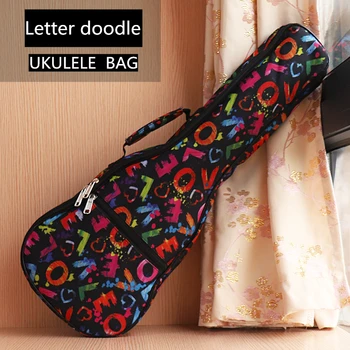 

Ukulele Case Bag 21 23 26 Inches Soprano Concert Tenor Backpack Ukelele Beige Mini Guitar Accessories Parts Gig Letter Graffiti