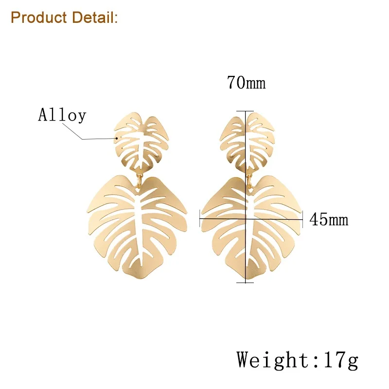 Популярные золотые и серебряные листья серьги для женщин Металлические Висячие серьги полые дизайнерские женские модные ювелирные изделия