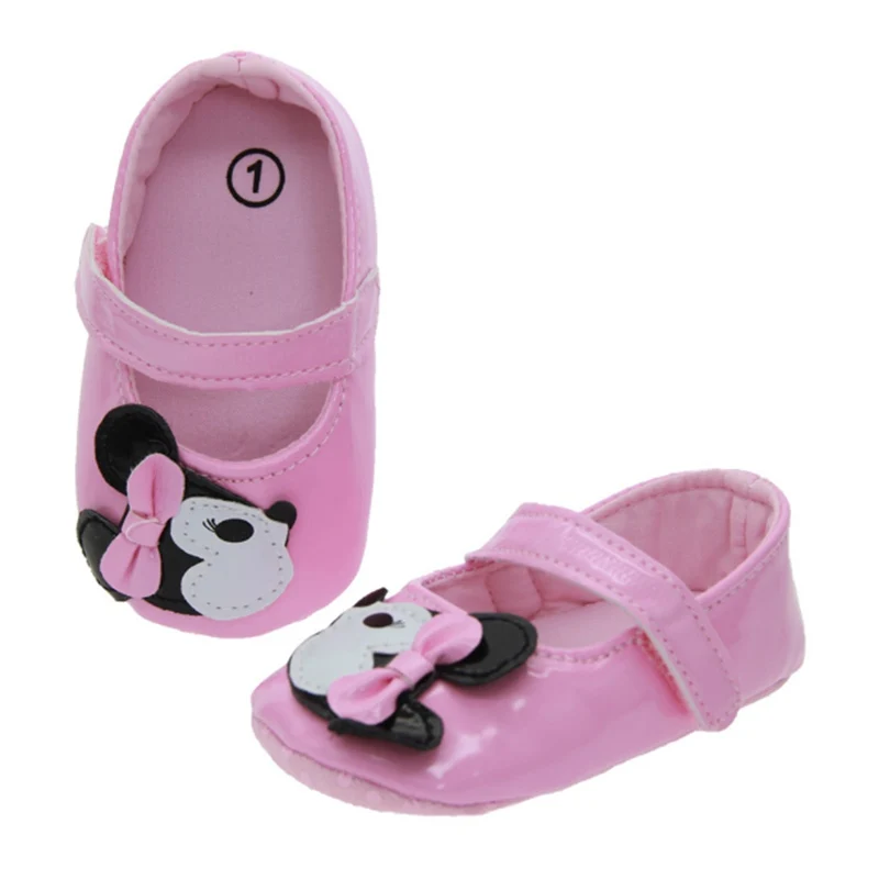 Милый мультфильм Минни для девочек PU кожаные ботинки детские мокасины яркий новорожденных принцесса для маленьких девочек обувь первые ходоки мягкой подошве