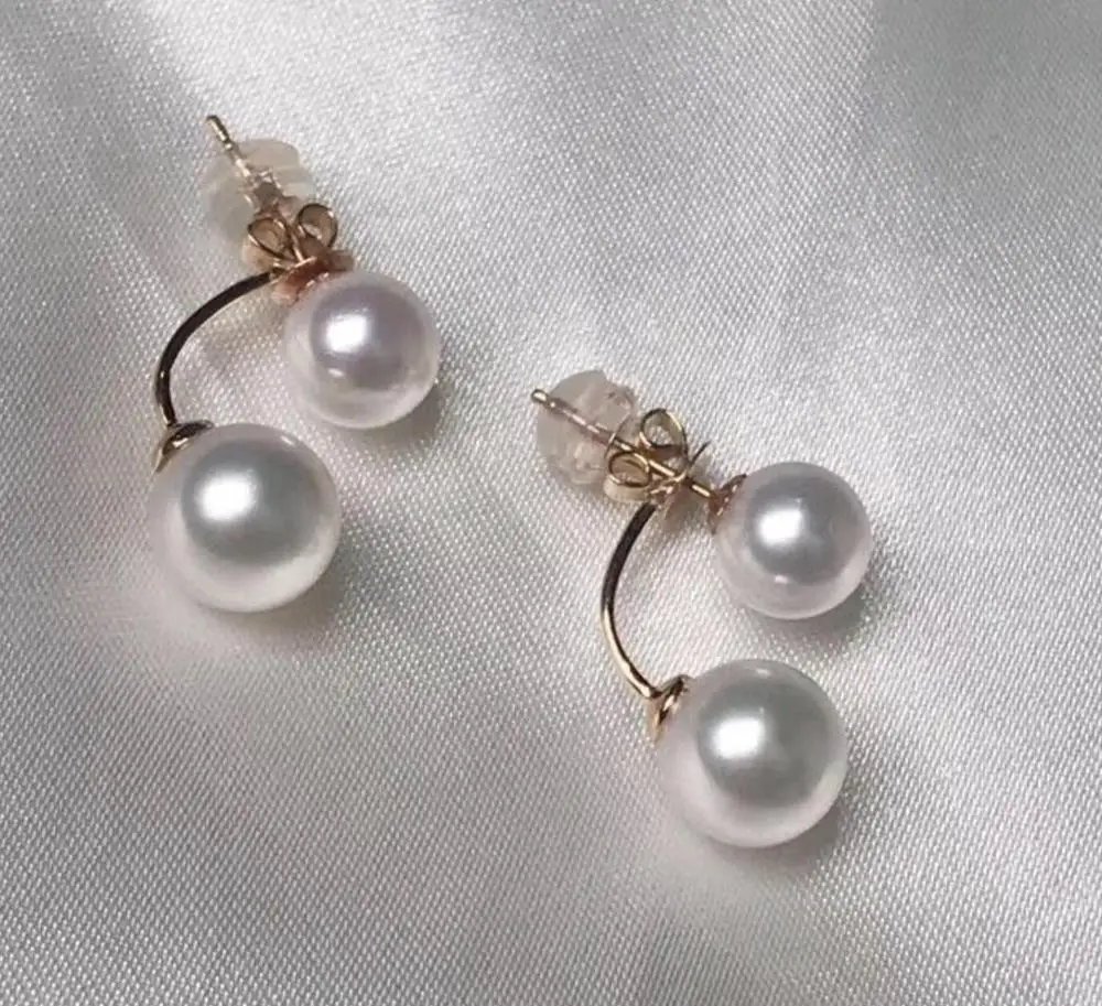 

pair of 6-11mm SOUTH SEA white PEARL EARRING 18K