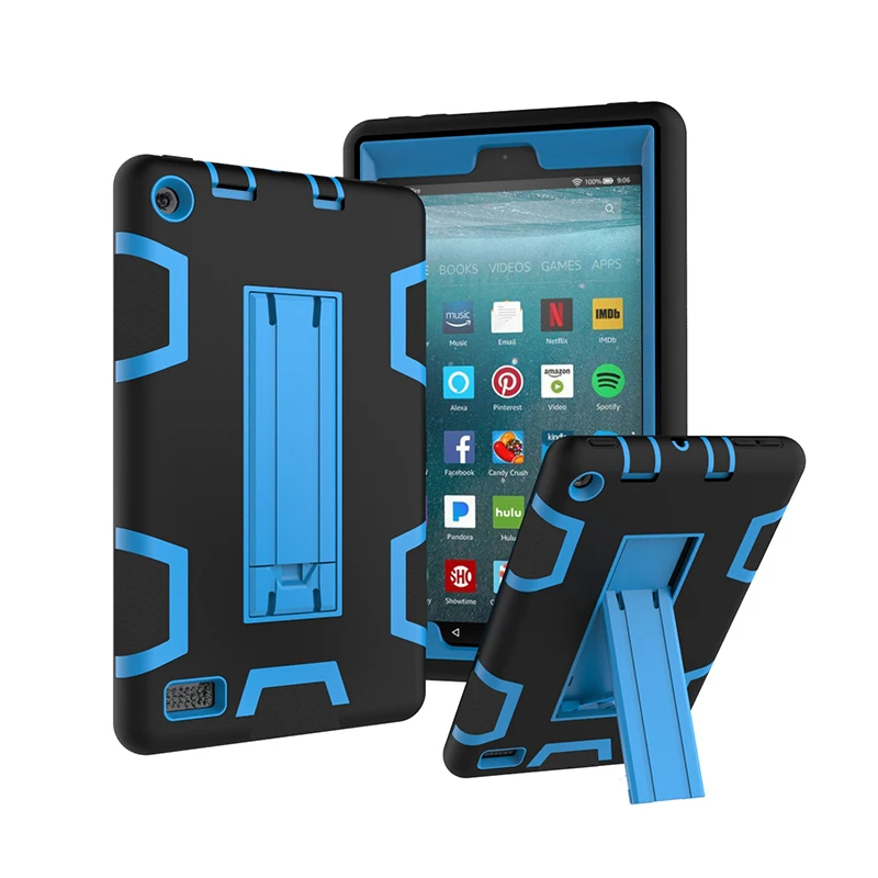 

Drop Resistance Case Shockproof Anti-Slip Cover for Amazon Kindle Fire HD 7 inch 2017 Tablet+Stylus