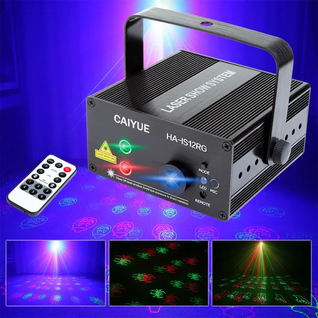 halloween stage laser projector lighting effect ir remote 12 rg patterns show spider web spider ghost