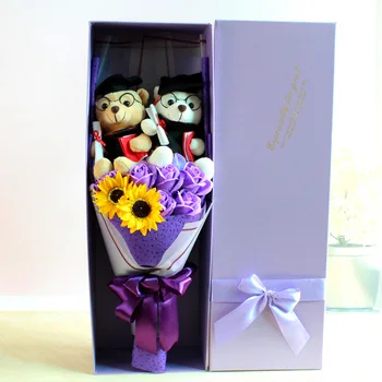 

Bear doll Graduated from holding bouquets of flowers bouquets of plush dolls plush dolls during graduation gift
