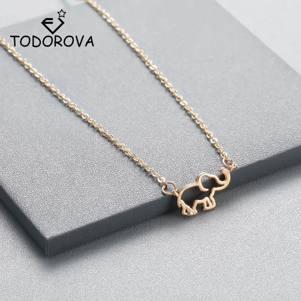 Todorova Collier Femme из нержавеющей стали звено цепи оригами Подвеска со слоном ключицы ожерелье с цепочкой для женщин